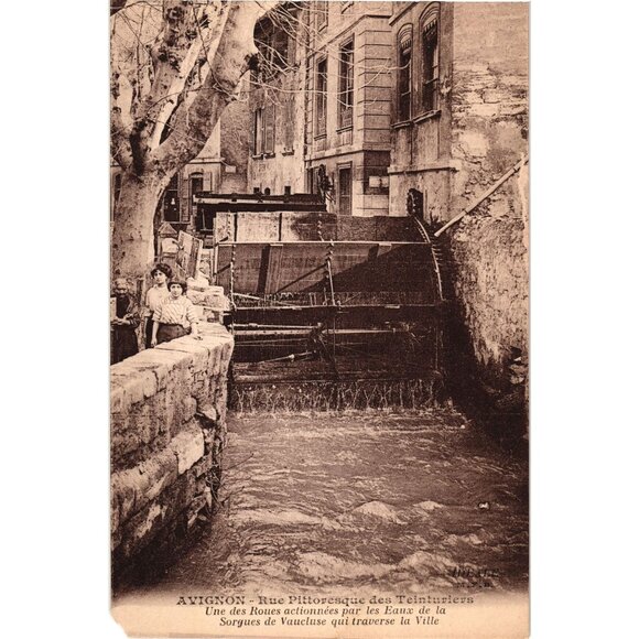 Vintage Avignon Postcard Rue Pittoreque Teinturiers French Waterwheel Scene - Picture 1 of 2